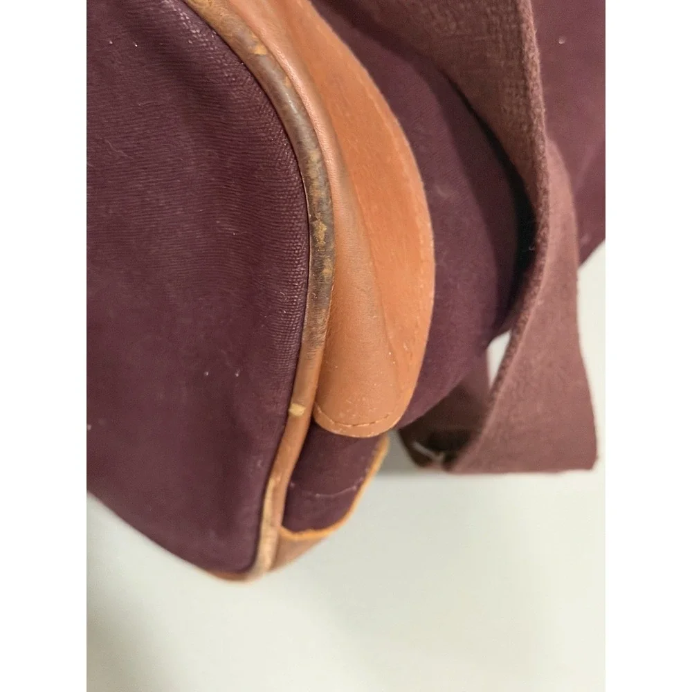 Lands End Bag Heavy Canvas Leather Duffle Deluxe Square Rigger Burgundy USA